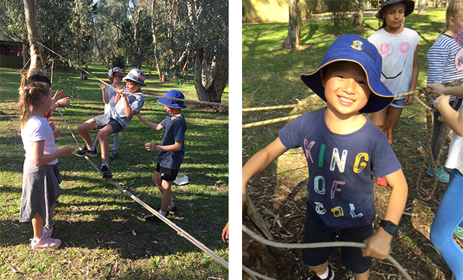 Students playing outside