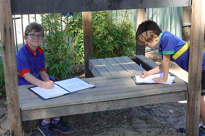 Students outside learning
